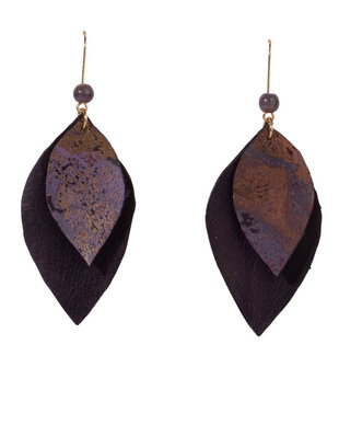 Cercei din Piele Mini Bloom, Violet