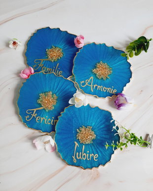Atlantis and RO Gold Words - 4 pieces Resin Coasters
