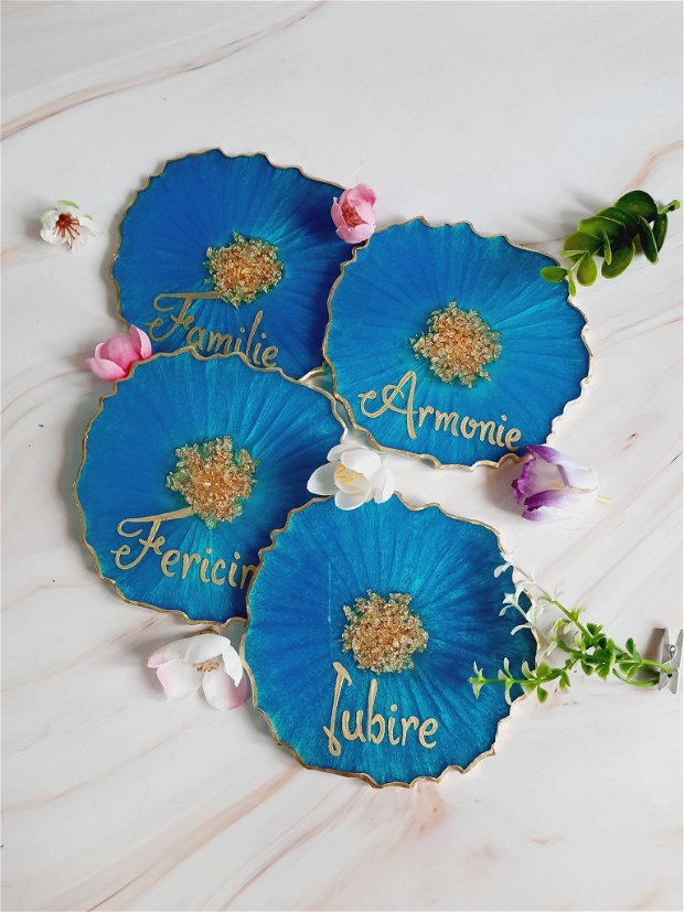 Atlantis and RO Gold Words - 4 pieces Resin Coasters