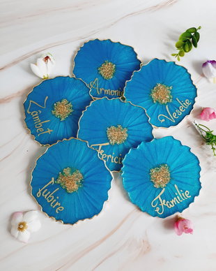Atlantis and RO Gold Words - 6 pieces Resin Coasters