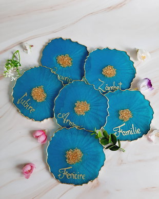 Atlantis and RO Gold Words - 6 pieces Resin Coasters