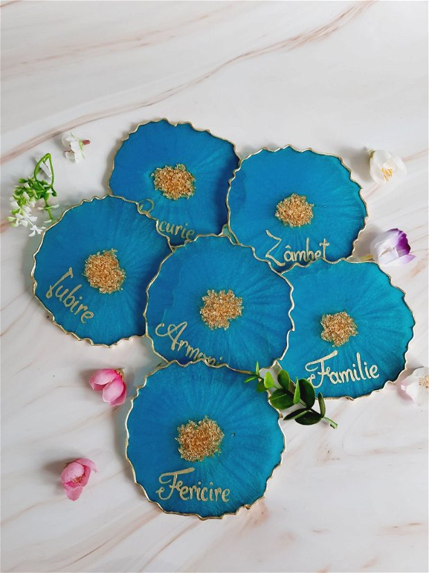 Atlantis and RO Gold Words - 6 pieces Resin Coasters