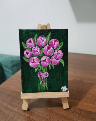 Mini tablou mărțișor Peonies Bouquet