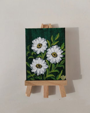 Mini tablou mărțișor White Daisy