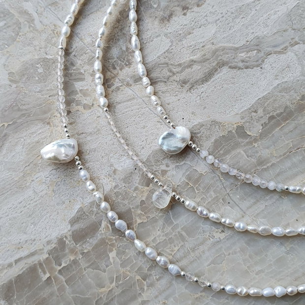 Colier Perle de Cultură, Piatra Lunii & Quartz