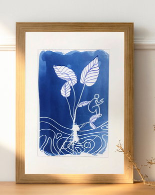 Cyanotype art, Read a Leaf