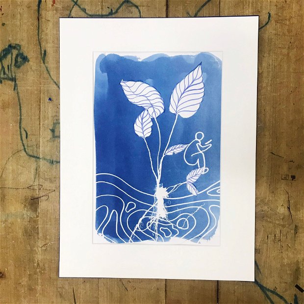 Cyanotype art, Read a Leaf