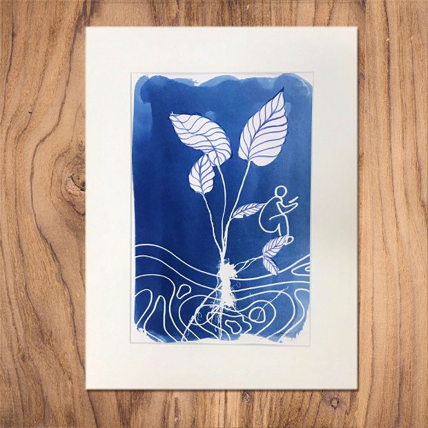 Cyanotype art, Read a Leaf