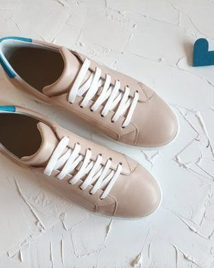 Sneakers piele naturala nude- talpa la alegere