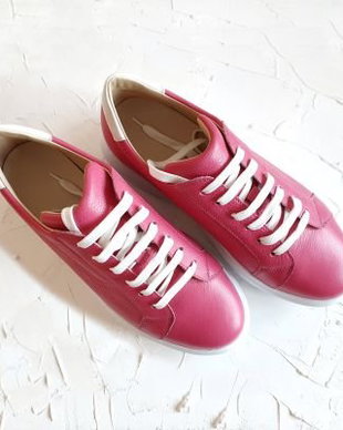 Sneakers piele naturala roz zmeura talpa la alegere