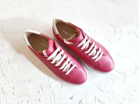 Sneakers piele naturala roz zmeura talpa la alegere