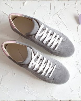 Sneakers piele naturala gri deschis talpa la alegere