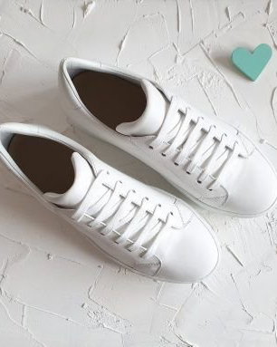 Sneakers piele naturala albi talpa la alegere