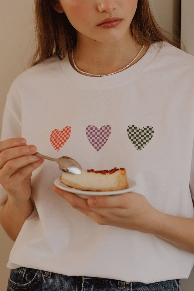 Tricou din 100% bumbac organic - Hearts