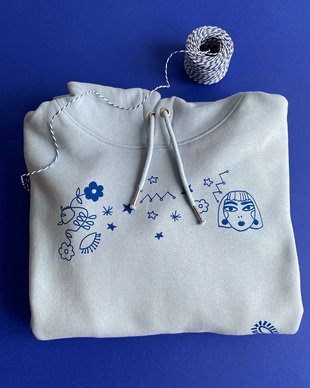 Hanorac din bumbac Baby Blue Doodles