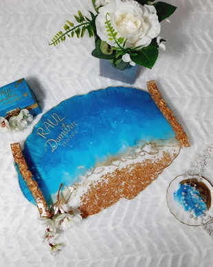 Shades of Blue - Oval Tray