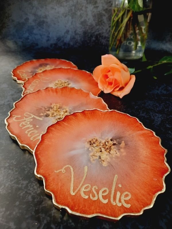 Red Pheonix - Vanity Platter and 4 Resin Coasters