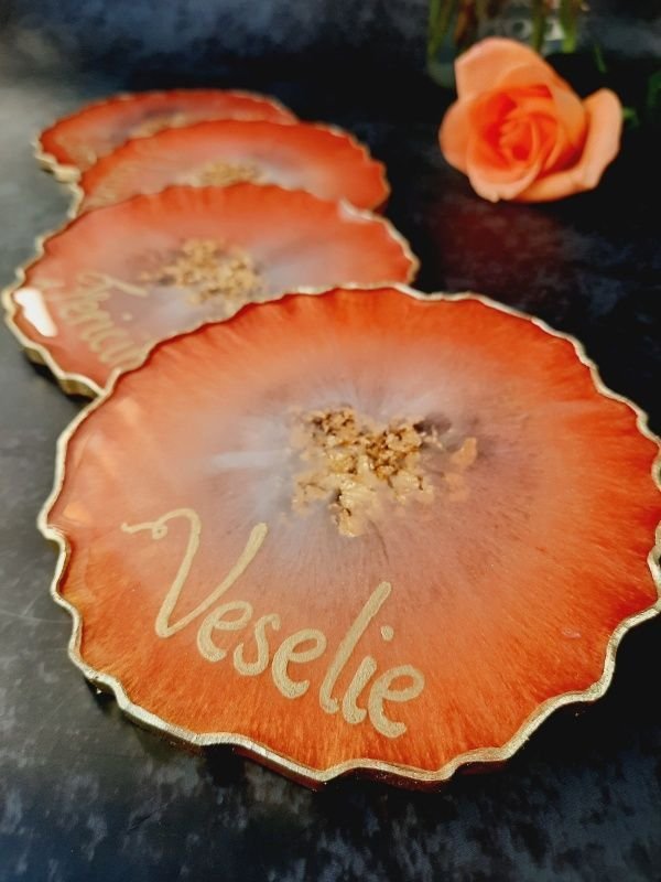 Red Pheonix - Vanity Platter and 4 Resin Coasters