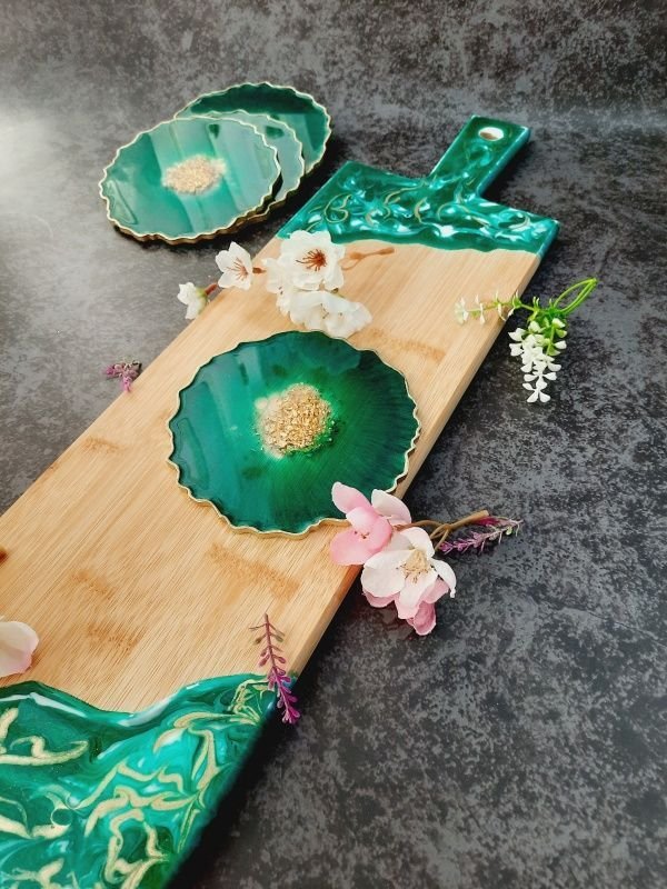 Emerald - Cheeseboard and 4 Coasters
