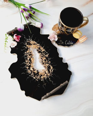 Black and Gold - Vanity Tray, Mug and Coaster