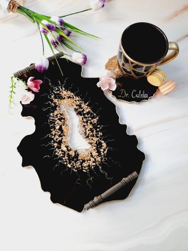 Black and Gold - Vanity Tray, Mug and Coaster