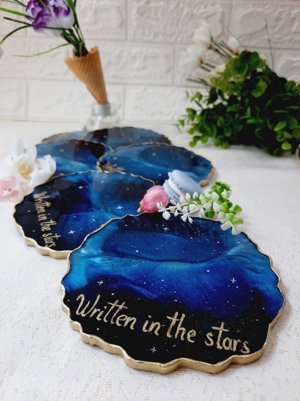 Written in the Stars - Oval Tray and 6 Resin Coasters