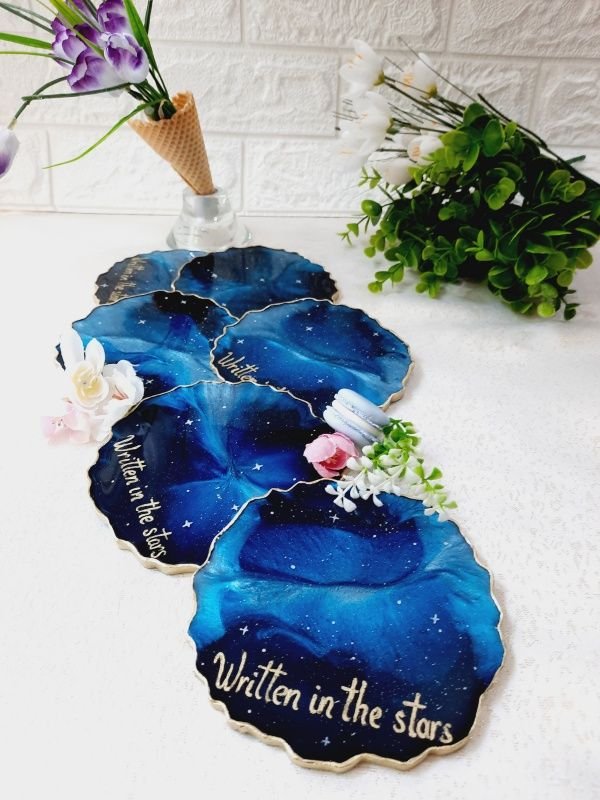 Written in the Stars - Cheeseboard and 6 Resin Coasters