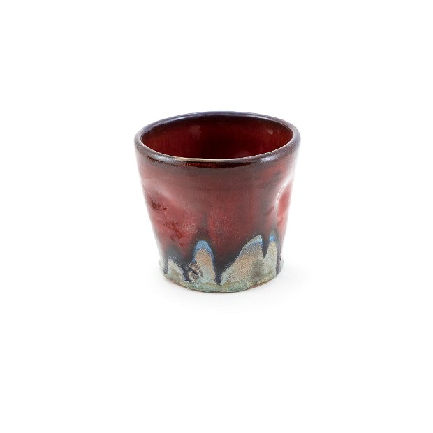 Fit Cup Rosu/Malachit - Cana handmade din lut rosu