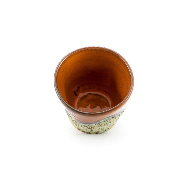 Fit Cup Orange/GreenCoral - Cana handmade din lut rosu