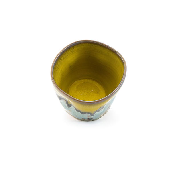 Fit Cup Yellow/Malachit - Cana handmade din lut rosu