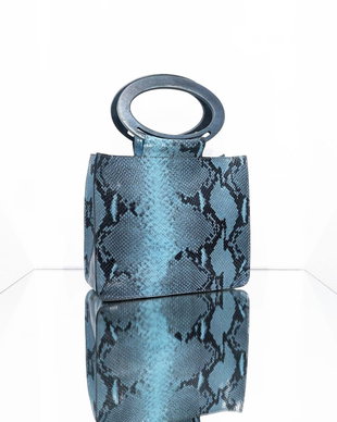 Geanta mini din piele albastra Blue Jungle