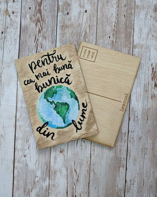 Felicitare din lemn tip POST CARD