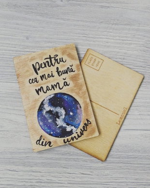 Felicitare din lemn tip POST CARD