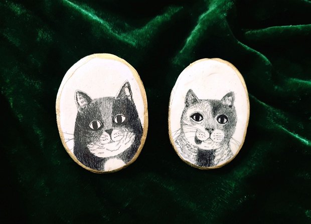 Cercei din ceramica cu pisici