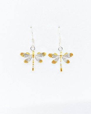 Cercei argint Golden Dragonfly