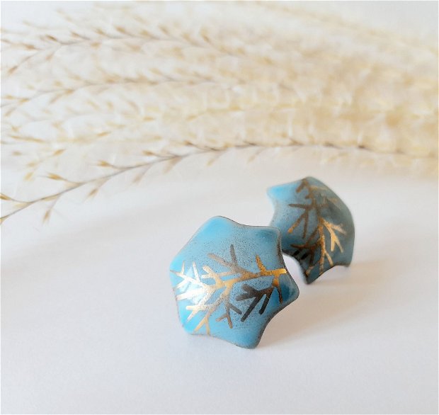 Cercei ceramici - steluțe turcoaz