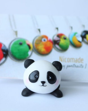 Suport pensule / carti de vizita - Panda