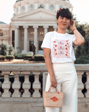 Tricou din bumbac organic Eyes