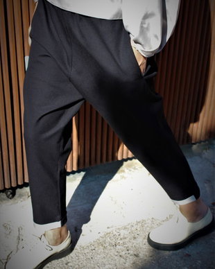 Pantaloni tur lasat negri POP (mansete gri)