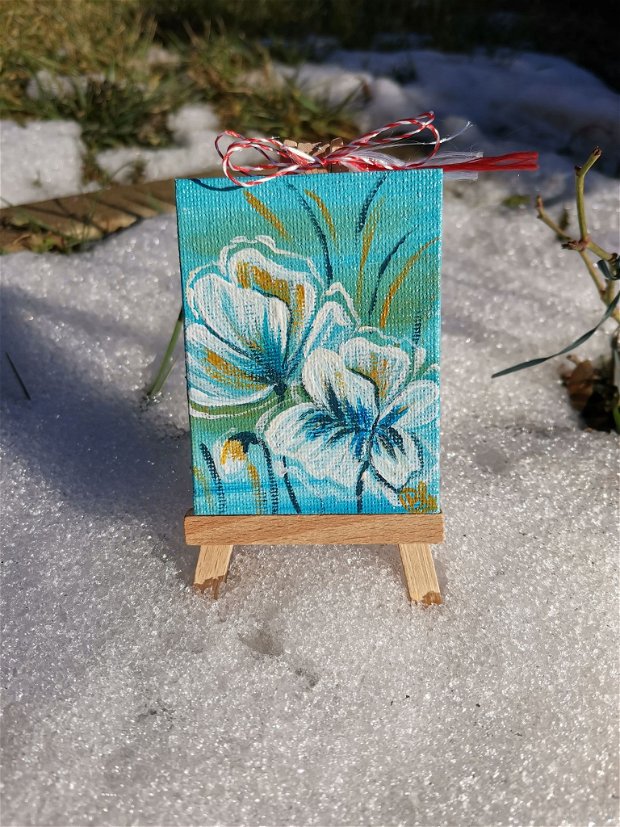 Mini tablou mărțișor Blue flowers
