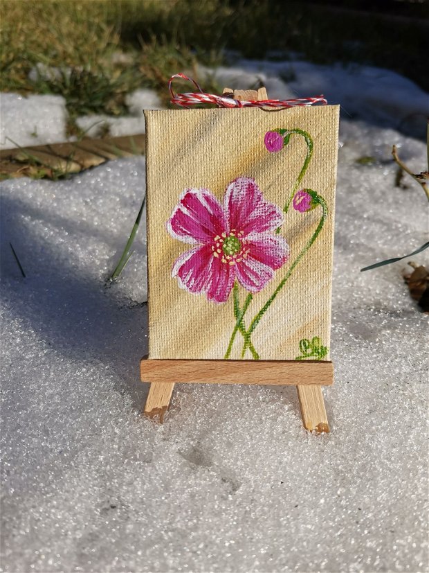 Mini tablou mărțișor Pink Flowers