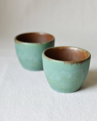 Set 2 căni cafea - 100 ml - din ceramică, lucrate manual