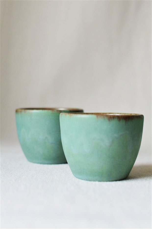 Set 2 căni cafea - 100 ml - din ceramică, lucrate manual