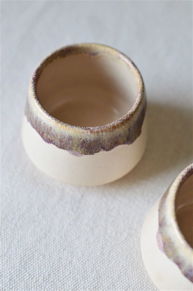 Set 2 căni din ceramică, lucrate manual - model AURORA