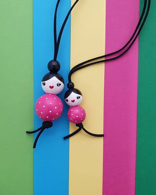 Cocute mama fiica cu buline mici - roz