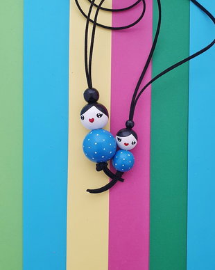 Cocute mama fiica cu buline mici - albastru