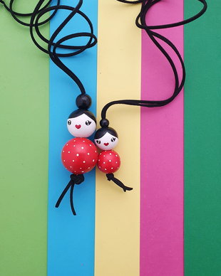 Cocute mama fiica cu buline mici - rosu