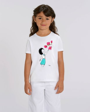 Model nou. Tricou Zburlita cu magnolii - pentru fetițe cu gropițe