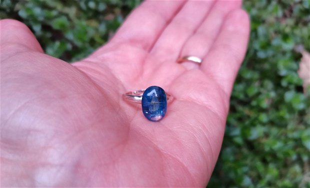 Inel Kianit si Argint 925 - IN1039 - Inel albastru reglabil, inel pietre semipretioase, cristale vindecatoare, inel delicat, cadou prietena, cadou iubita, cadou sotie, inel cadou, cristaloterapie