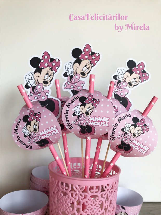 Numar de masa Minnie Mouse - pe bat pentru aranjamente florale